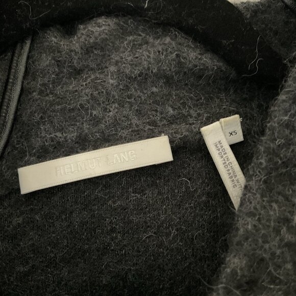 Helmut Lang Women's Dress Extra Small Gray Wool Mohair Ruched Knit Leather - Picture 4 of 9